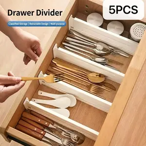 5pcs Adjustable Drawer Dividers, Clothes Organizer, Expandable Storage Shelves, Ideal for Closet, Bedroom, Bathroom, Kitchen