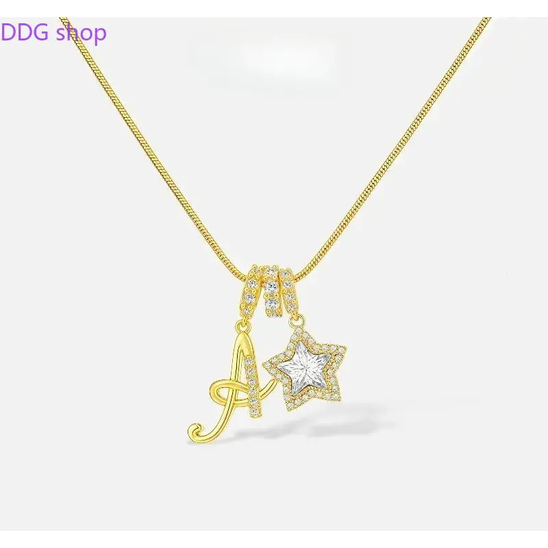 2026 delicate 26-letter gold pendant with star decorations, an elegant lady's necklace, the ideal choice for Valentine's Day gifts