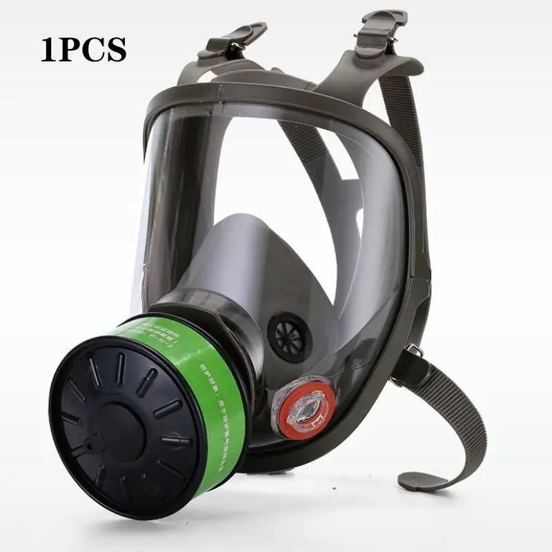 Toxic Protection Mask, Spray Paint Chemicals Pesticide Chemical Exposure Full Face Mask, Firefighting Wide Vision Silicone Toxic Filter Mask