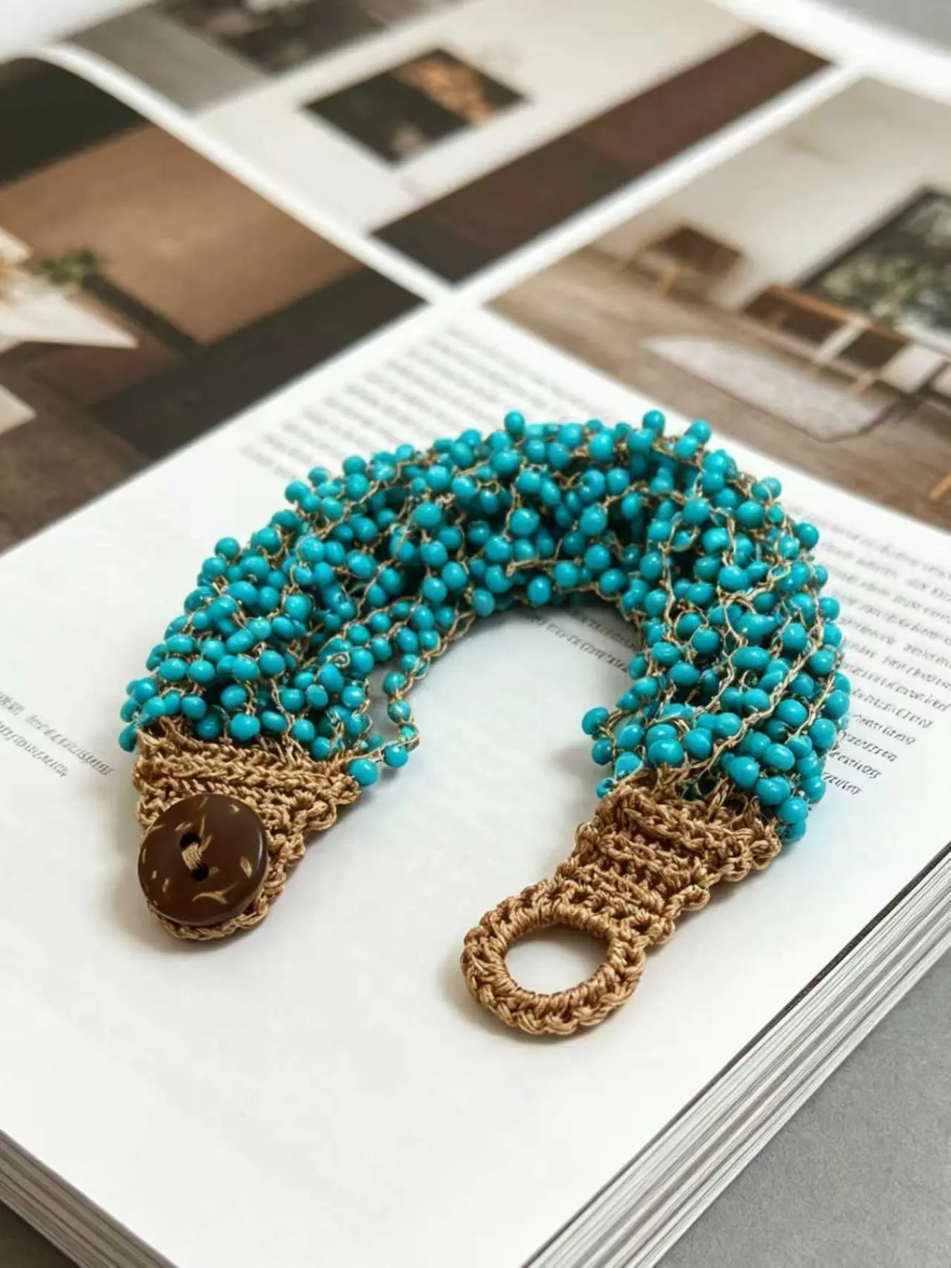 1pc Women's Fashion Bracelet, Bohemian Style, Retro Style, Crochet Beaded Bracelet In Red, White, Green, Multicolor, Gray, Handmade Beaded Woven, Suitable For Daily Wear, Holiday Party, Couples, Holiday Gift