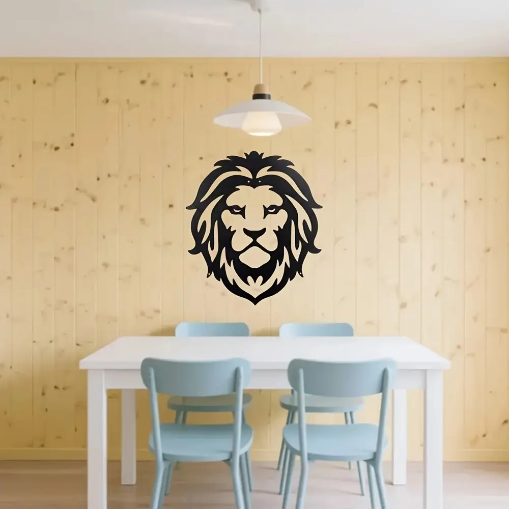 Large Lion Head Metal Wall Art, Rust-Resistant Iron Statue, Elegant Design, Ideal for Wildlife Lovers, Vintage Style, Outdoor Decor