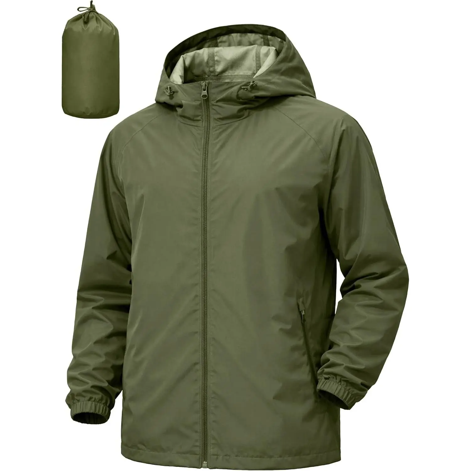 Men's Rain Jacket Windbreaker Waterproof Jacket Raincoat Cycling Running Hiking Gear Hood Lightweight Packable
