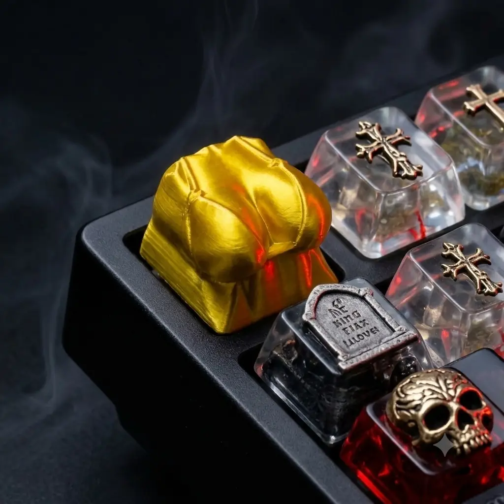 Sexy Golden Swimsuit Artisan Keycap, 3D Printed Anime Style Mechanical Keyboard Keycap, Playful Gaming Desk Accessory, Unique Collectible Gift for Keyboard Lovers