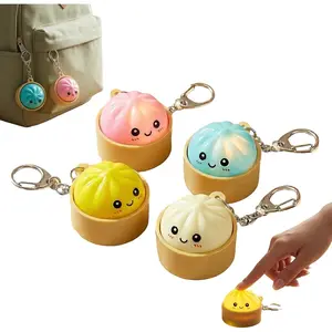 Mini Dumpling Keychain,Squishy Stress Relief Dumplings,Anxiety Relief,Fidget Clicker Keychains,for Backpack,Bag ,Glowing Keychain,Gifts For Son & Daughter ,Friends,Classmates,Portable Desk Clicker for Work, Study
