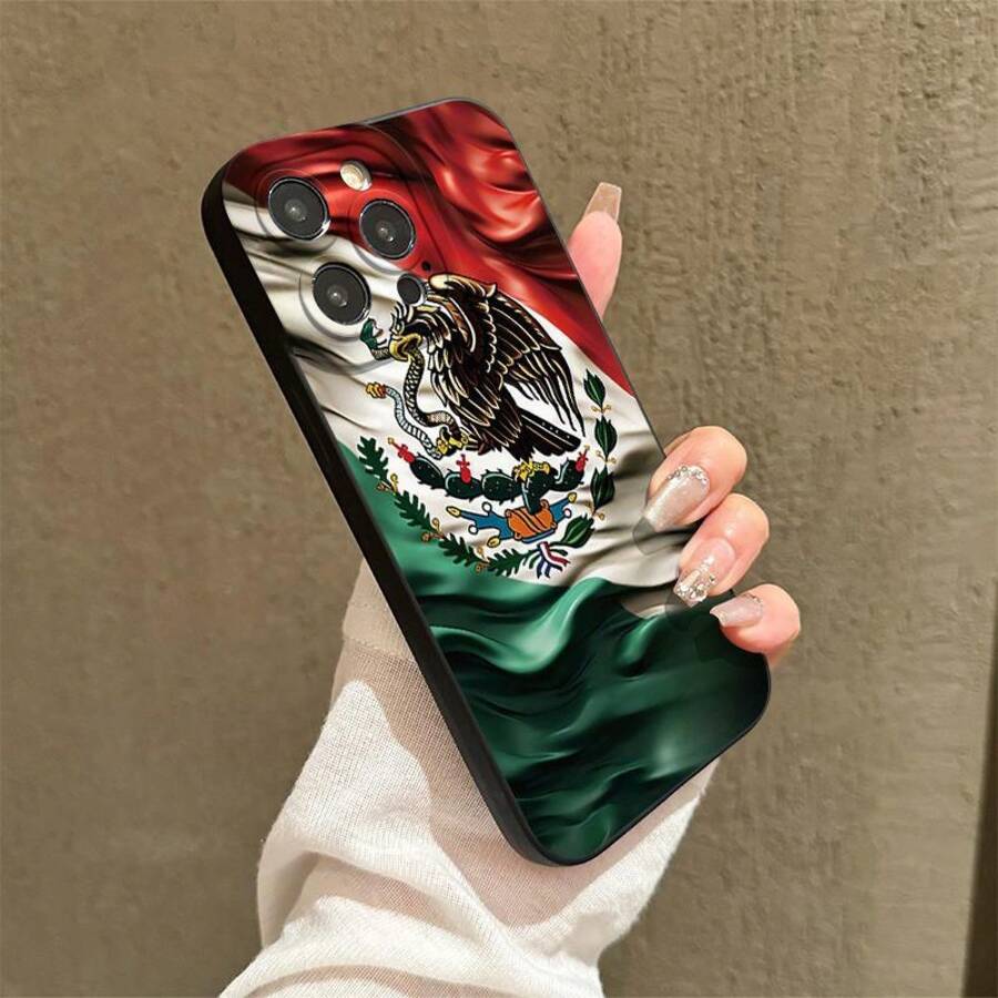 Mexico Flag Pattern Phone Cases With Lens Protector, Shockproof Mobile Phone Case, Decorative Phone Protector Cover, Phone Accessories Compatible With  15 Pro Max Case  14 Pro Max Case  11 Cases