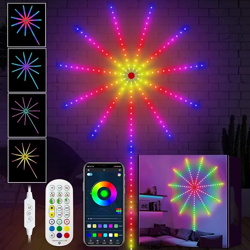 LED Smart Firework Light, Icrgb Rainbow Atmosphere Lamp, Music Rhythm Outdoor Light, Color Changing Garden Light, Christmas Decor Light, Garden Decor Lights