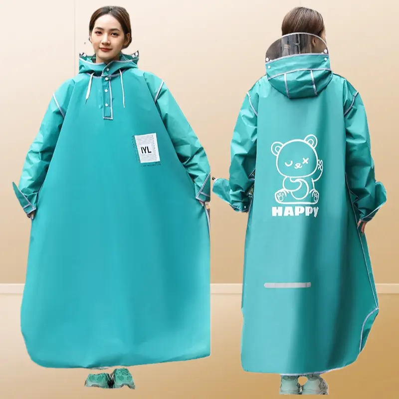 Long Foot-Covered Full Body Integrated Heavy Rainproof Riding Raincoat For Adults E-Bikes Bicycles Scooters