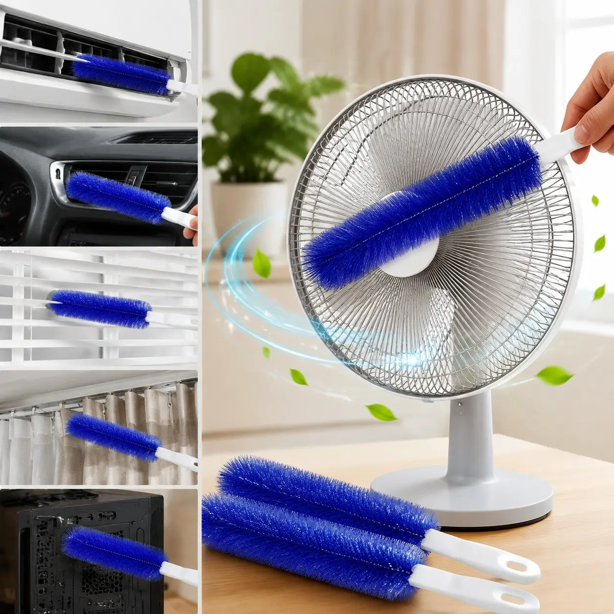 Flexible Fan Cleaning Brush, Reusable Dust Remover for Electric Fans, Air Conditioners, Car Vents, Curtains, Blinds, Cleaning Supplies