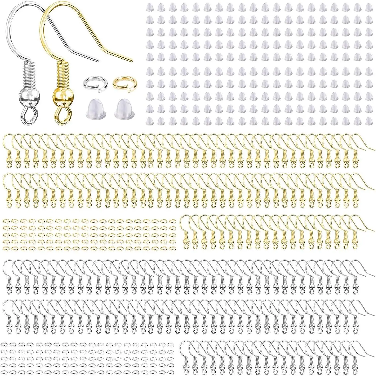 Earring Hooks, 600 count Earring Making Supplies Kit with Earring Hooks, Jump Rings and Earring Backs for  Making ( and )