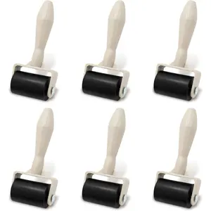 Rubber Brayer Roller Kit 6 Rubber Rollers for Printmaking Wallpaper Ink Stamping Gluing Oil Painting Plastic Relief Crafting Art DIY