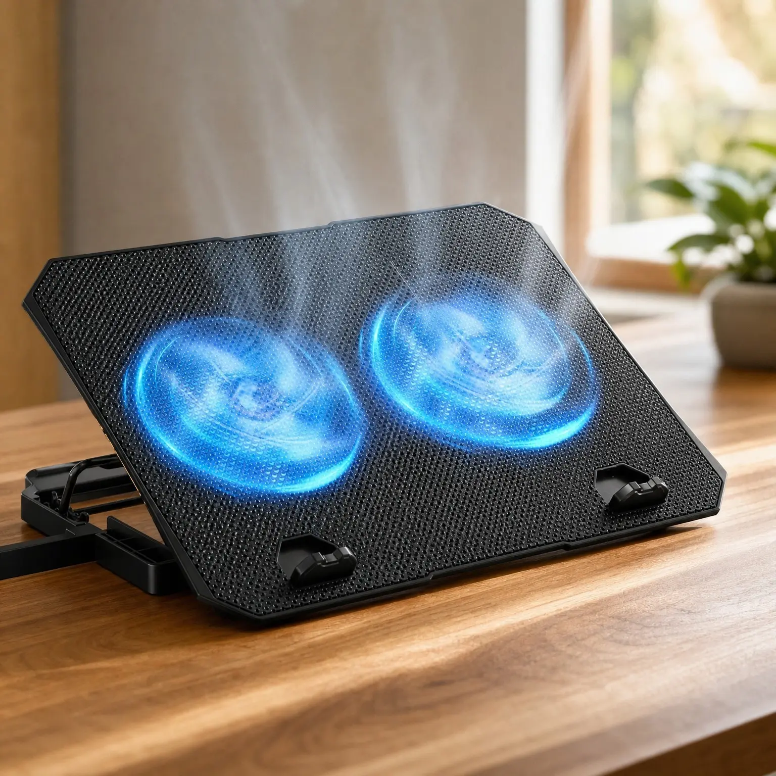 Laptop Cooling Pad with 2 Fans for 10-15.6 Inch Gaming Laptops, 5 Adjustable Height Stands, 2 USB PortsGift