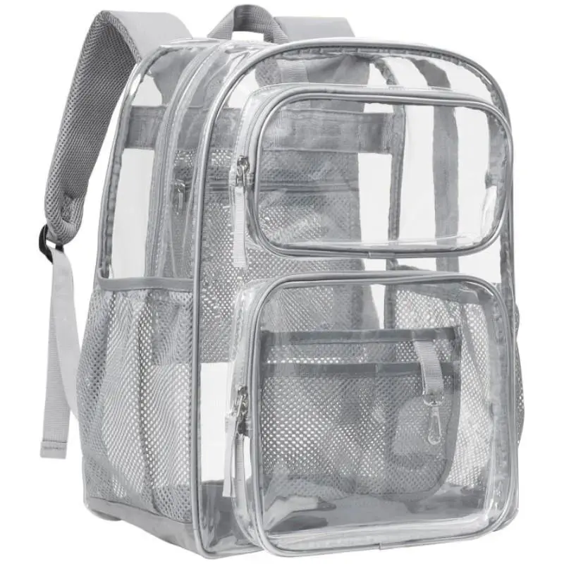 17 Inch Heavy-Duty Clear School Backpack Spacious Enough For 16 Inch Laptops, Multi Compartment Design With Organized Front Storage Pockets, Transparent Durable Daypack For Daily Campus Use