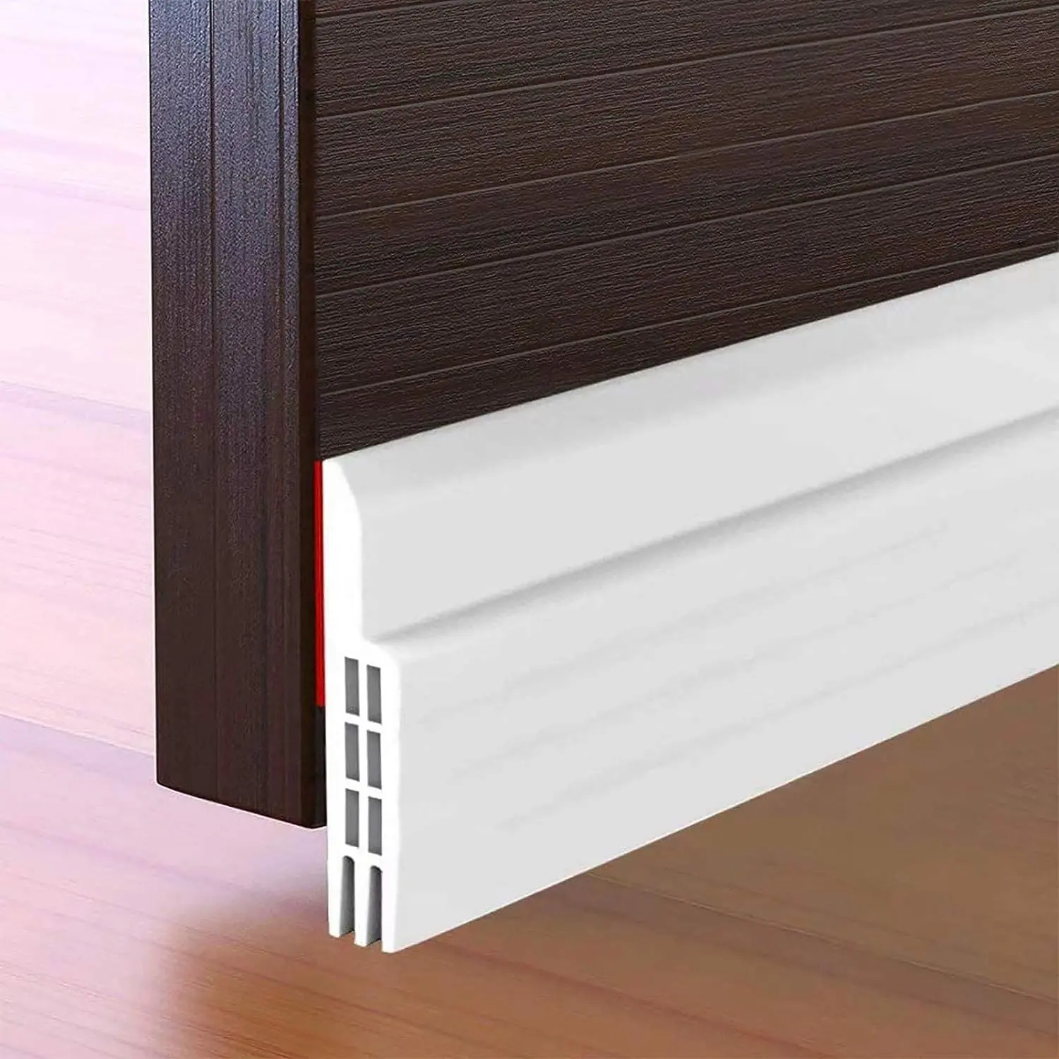 Door Draft Stopper Under Door Sweep for Exterior & Interior Doors, Weather Stripping Door Seal,  Adhesive Door Sweep Soundproof Weather Stripping, 2" W x 39" L, White