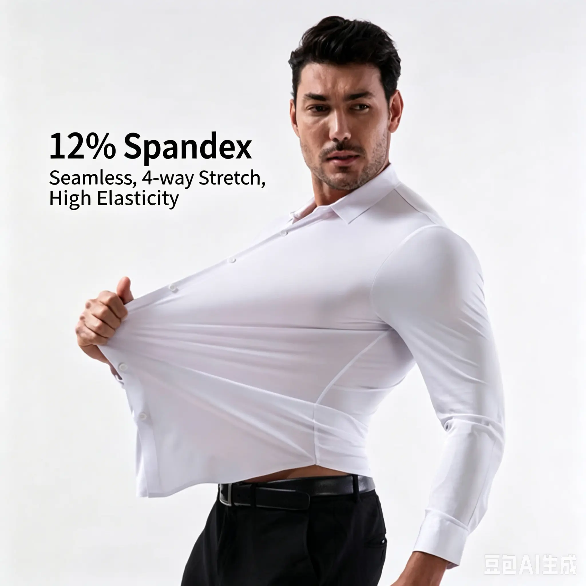 [Seamless & High-Stretch] Cross-Border : Men's Solid-Color 4-Way Stretch Shirt - Non-Iron, Wrinkle-Resistant, European Sizing (Business Casual)