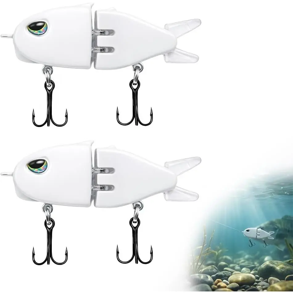 2 count Mini Glide Baits for Bass Fishing, 2.36" Jointed Swimbait Lures with Realistic Swimming Action, Slow Sinking Glide  for Freshwater Anglers, Outdoor Fishing Gear Gifts