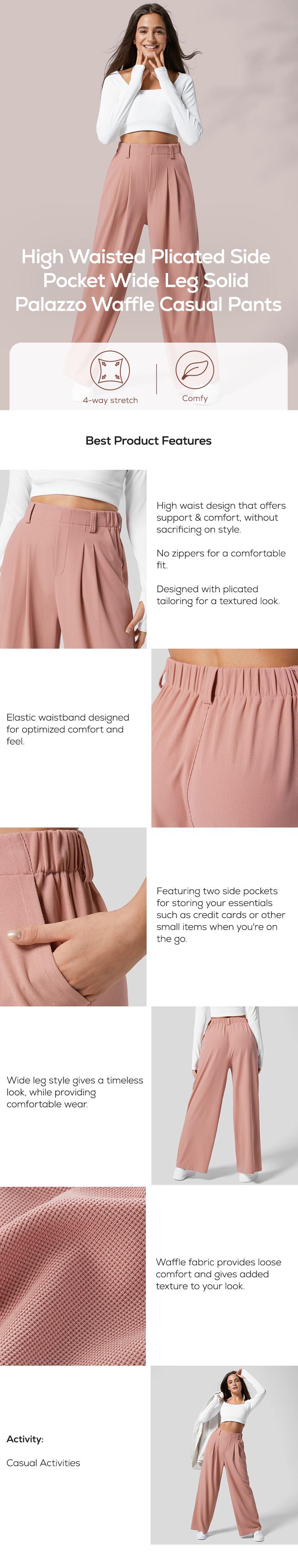 Halara Halara 2-Piece  Flex High Waisted Side Pocket Wide Leg Waffle Work Pants Set Casual Solid