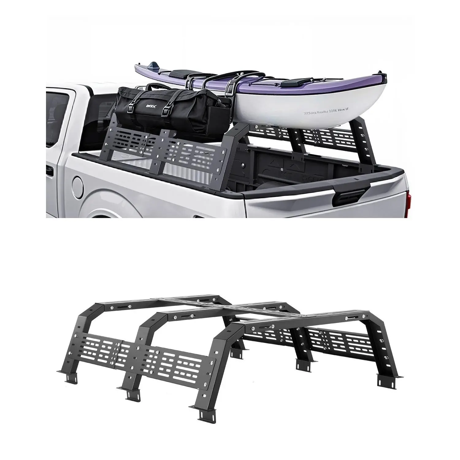 VEVOR Overland Heavy Steel Truck Bed Rack, 54.3-68.3 in Width, Adjustable with Sidebar, 900lb Static Load Support, Easy Install, Compatible with Full/Mid-Size Trucks