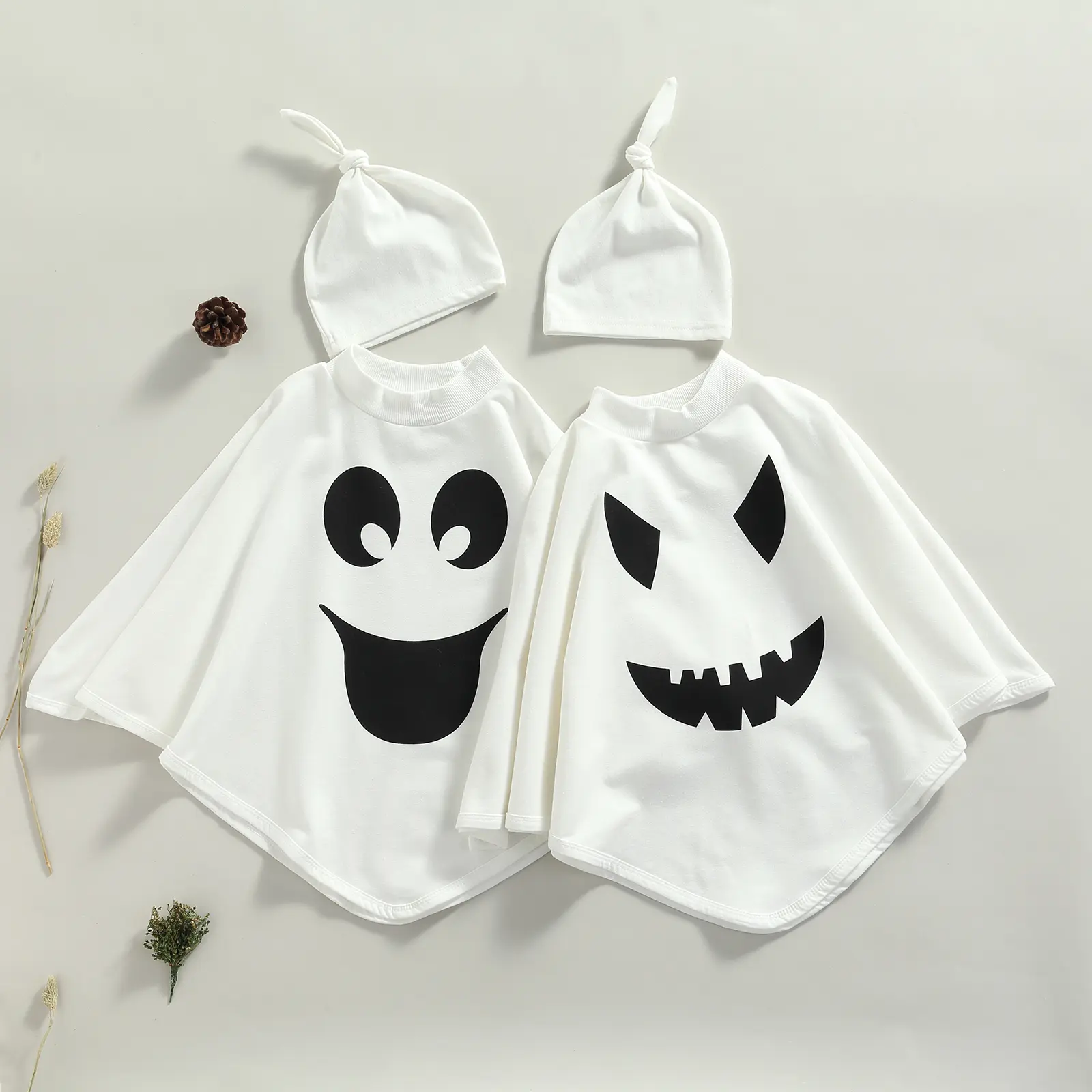 Toddler Kids Baby Girl Boy Halloween Costume Ghost Cloak Grimace Print Poncho Fancy Cape with Hat Cosplay Outfit