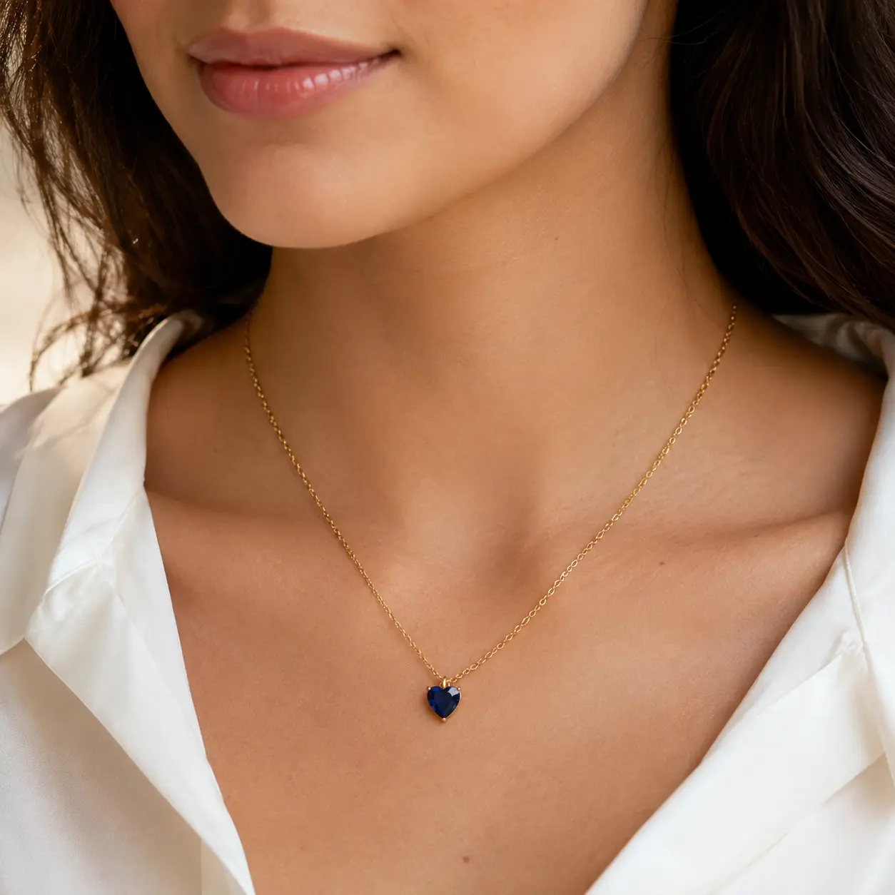 Heart Birthstone Necklace for Women| 12 Months Birthstone Pendant, 18K Gold Color Stainless Steel Dainty Layering Necklace, Birthday Gift for Her Mom Girlfriend