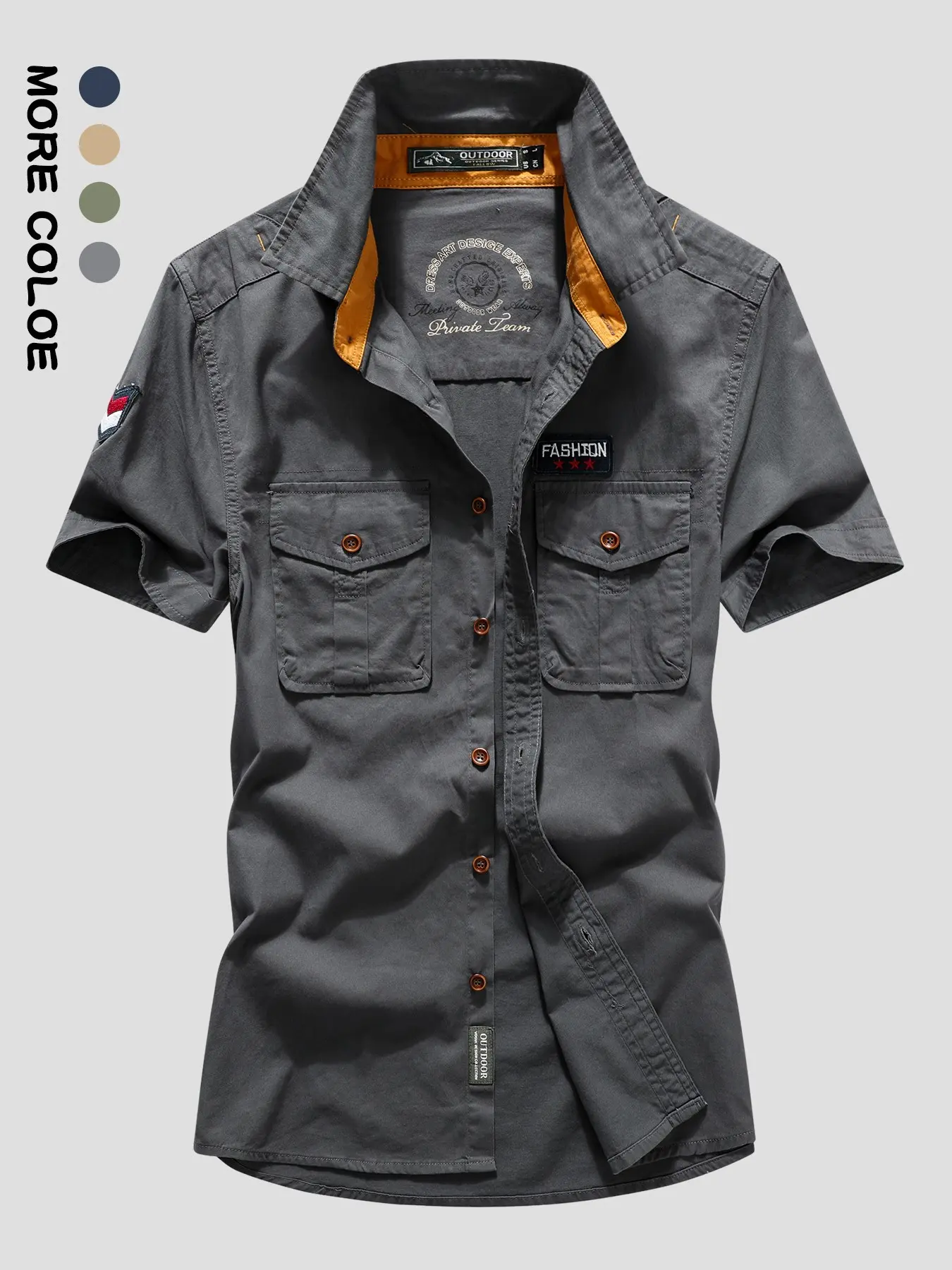 New Short Sleeve Shirt for Men, Casual Multi-Pocket Design, Breathable Fabric, Ideal for Outdoor Activities, Daily Wear, Home Use
