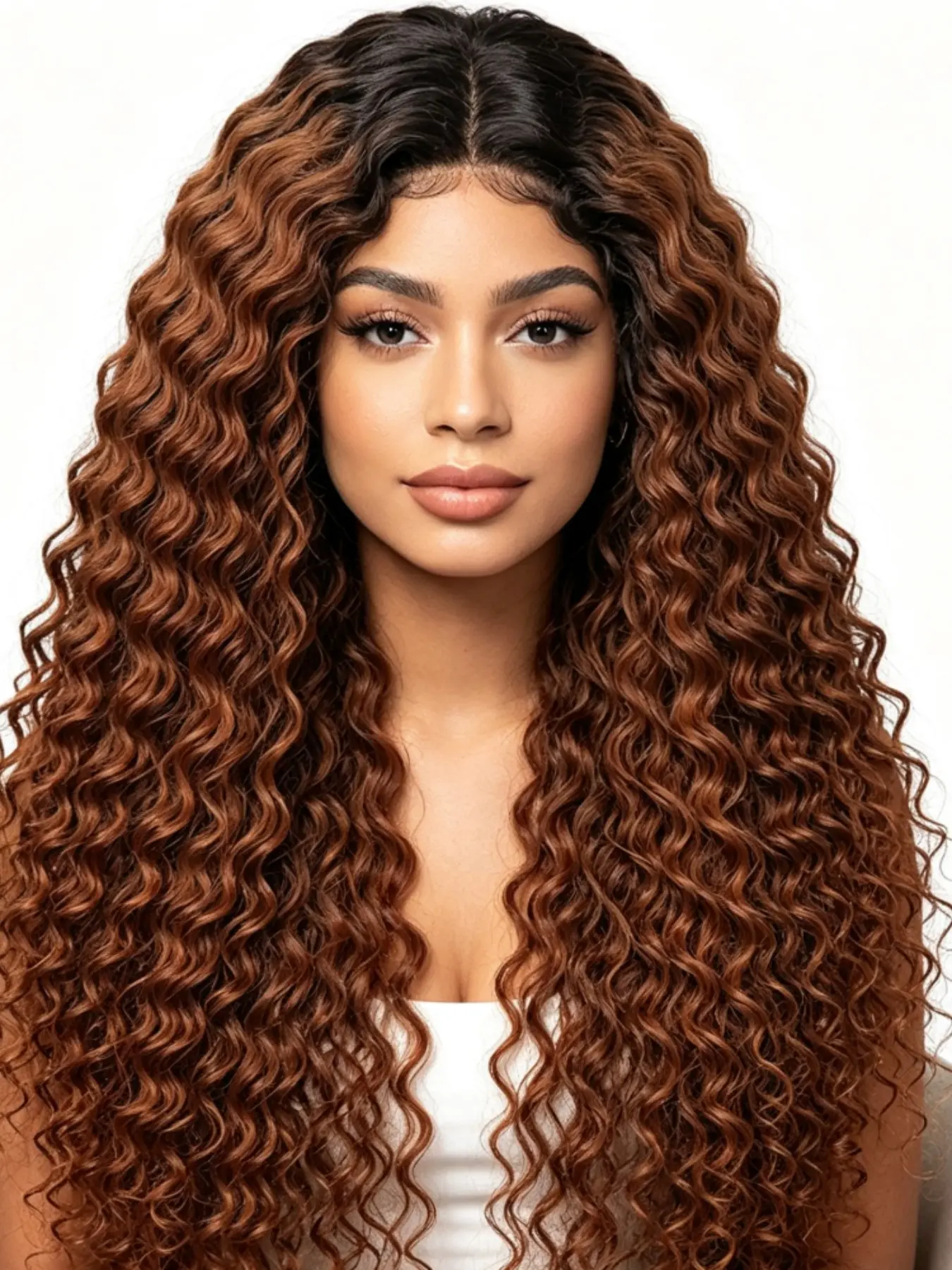 28-Inch 180% Density Curly Lace Front Wig, Pre-Tied Gradient, No Glue, Glueless Lace Wigs, Long Daily Use, All Seasons, 13x4x1 Size