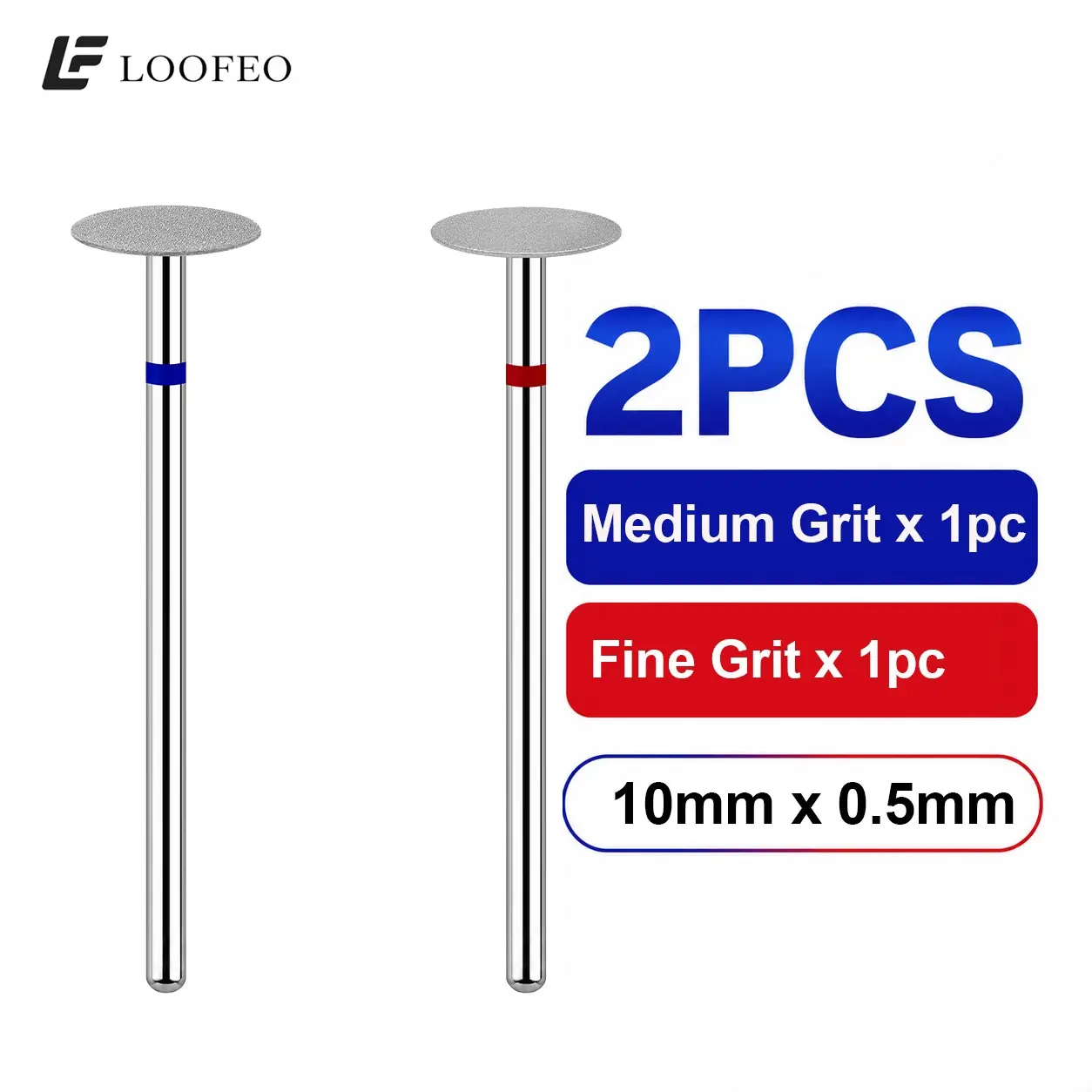 2 Piece Diamond Cuticle Nail Drill Bits Set with Fine & Medium Grit, 3/32 Inch 2.35mm Shank, Manicure E-File Bits for Cuticle Pocket, Sidewall, Nail Groove Edge Detailing Nail Art Tools Accessories