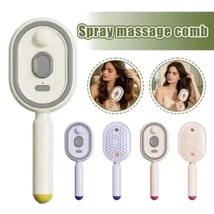 3-in-1 Lightweight Cordless Electric Spray Air Cushion Massage Comb, Rechargeable Scalp Massager with Self-Cleaning, Steam & Essential Oil Functions for Relaxing Daily Use (Party Bag Gift, Home Supply) Beige teenage boy gifts gifts for boyfriend