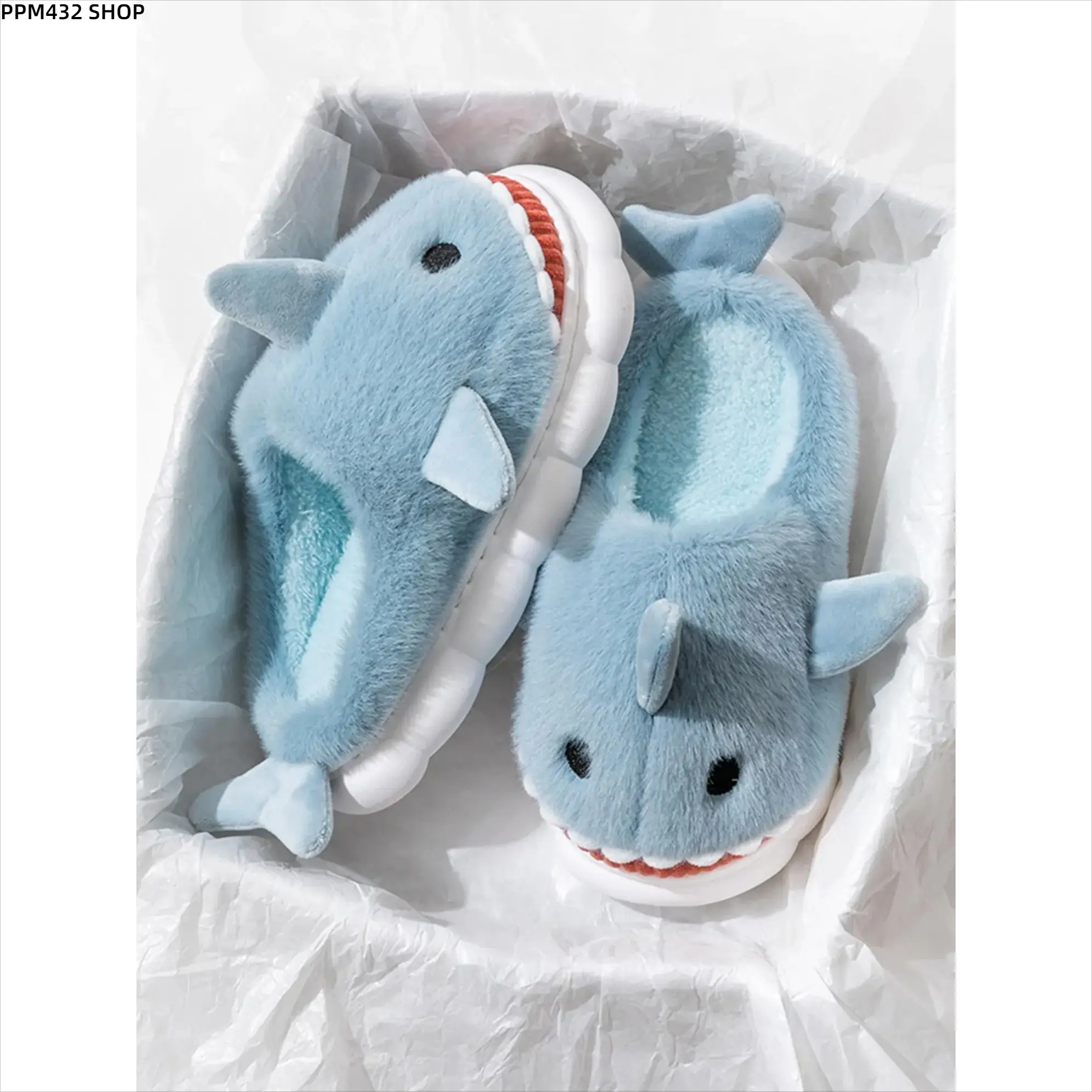 Men's Shark Plush Slippers, Cute Cartoon Fuzzy House Shoes with Soft Pillow Like Comfort, Warm Cozy Indoor Slippers for Fall Winter, Lightweight Casual Bedroom Footwear Gift for Men and Shark Lovers