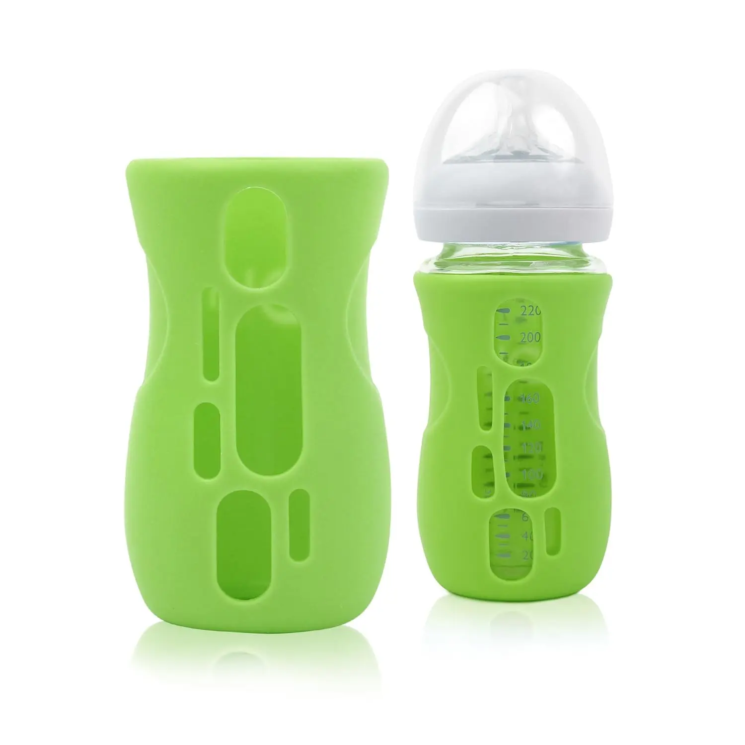 Silicone Sleeve  Avent Natural Glass Baby Bottles (8 oz, Green)