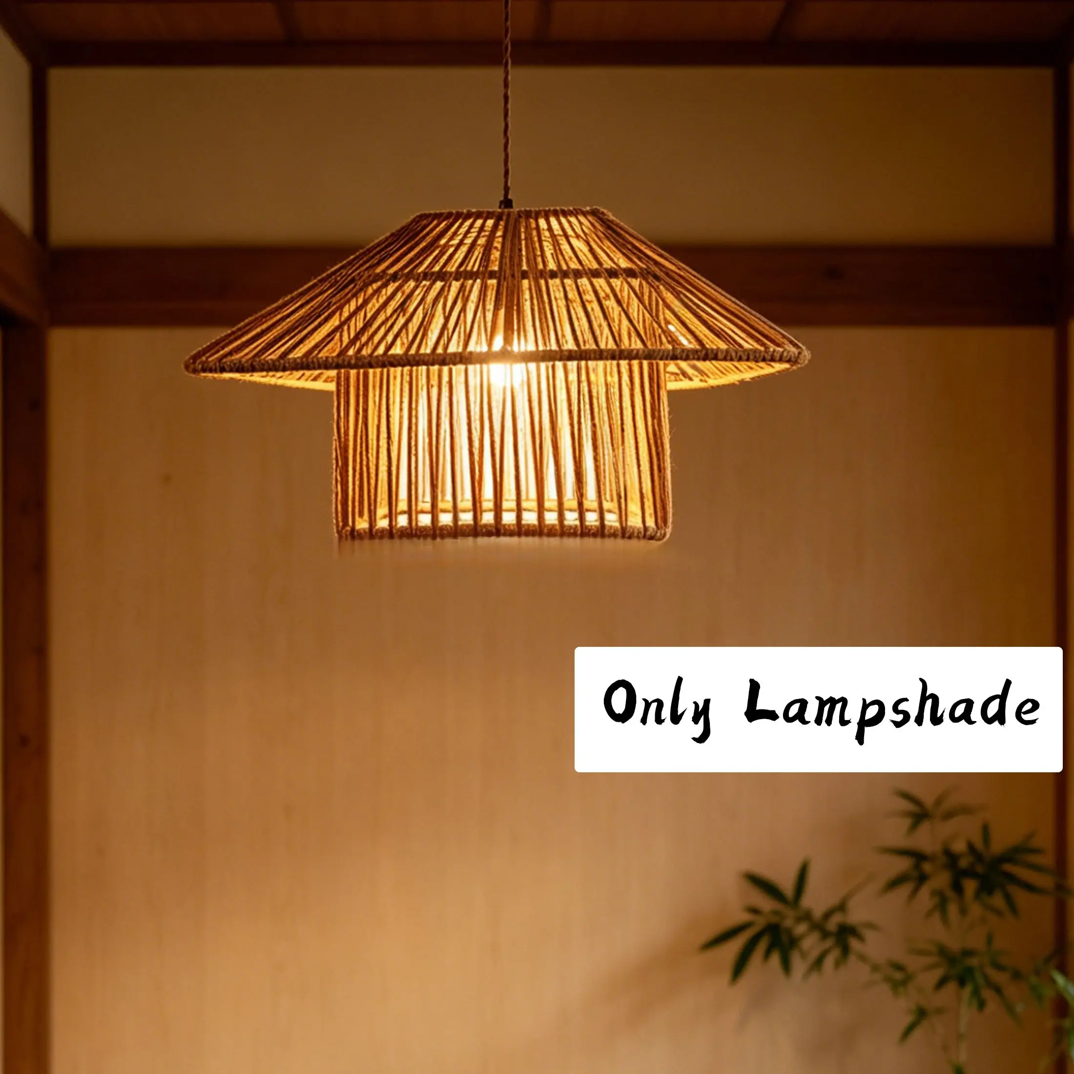 Bohemian Vintage Woven Rope Pendant Light Shade, Cozy Cottage Style Decorative Replacement Lampshade, Kitchen Dining Room Decor, Suitable for Pendant/light Fixture