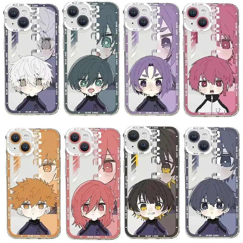 Cartoon Anime Blue Lock Silicone Transparent Casing for iPhone 11,12 Mini,12 Pro Max,13,14,15,16,17 Pro Max,Air,7,8 Plus,X,XS,XR - Compatible with Smartphone,Handheld,Cellphone Devices