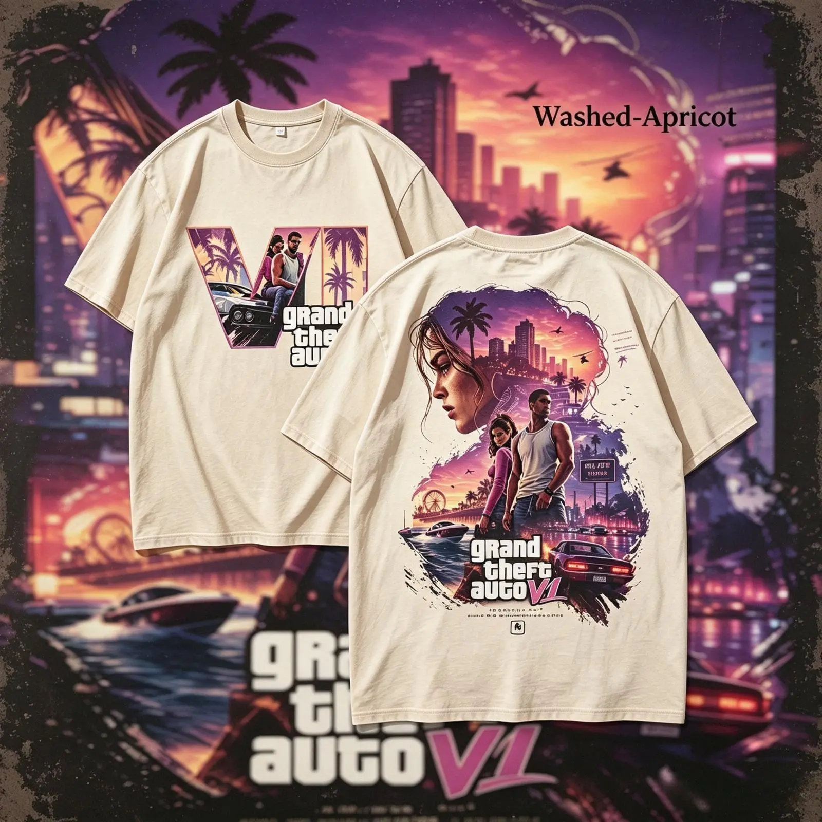 GTA6 Open World Gaming Graphic T Shirt Men Women Vintage Streetwear Oversized Washed Cotton Tee Retro Y2K Gamer Style Short Sleeve Casual Top Hip Hop Summer Outfit Game Fan Gift Festival Wear
