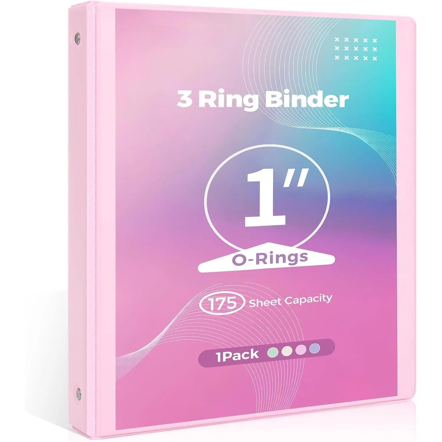 1 Inch Binder 3 Ring, O-Ring Round Binder for 8.5" x 11" Paper, Pastel Binder with Pockets, Holds Up to 175 Sheets,