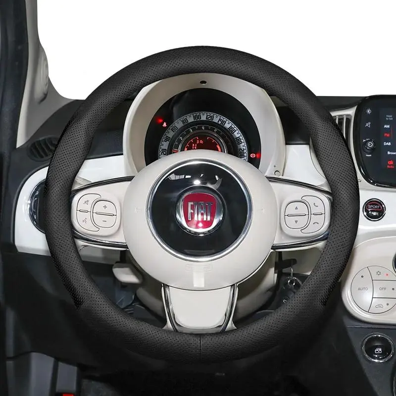 Suitable for Fiat Ultra-Thin Breathable Leather Steering Wheel Cover Suitable for 500 Grande Punto Evo 169 Ducato Bravo Tipo Linea Albea Panda 124 Spider 500X 500L 126 1500 127 1300 Scudo