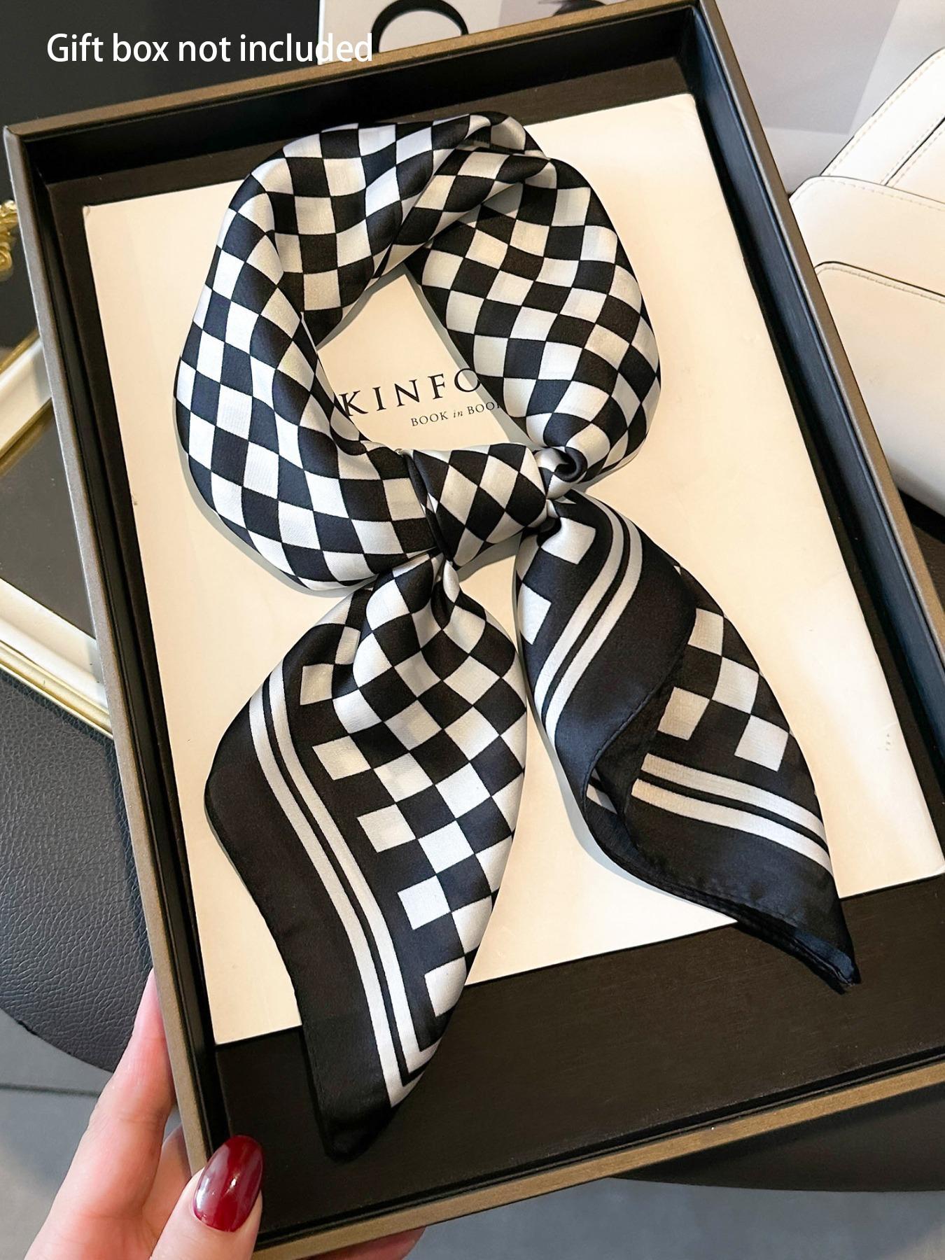 Women's Checked Pattern Contrast Binding Design Square Scarf, Casual Soft Comfortable Scarf for Daily Wear, Fashion Accessories for Women & Girls, Checkered Scarf