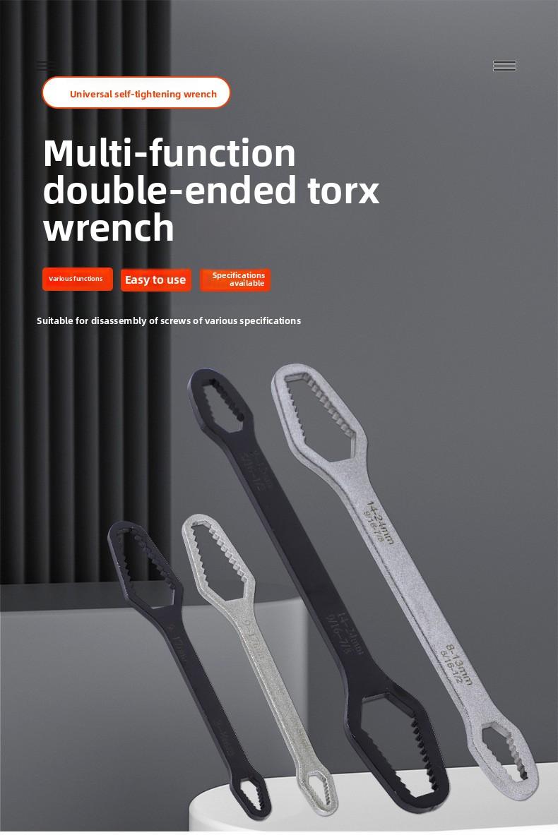 MultipurposePlum Blossom Wrench Universal Double Head Self Tightening Eyeglass Open End Wrench 8-22mm Household Adjustable Spanner