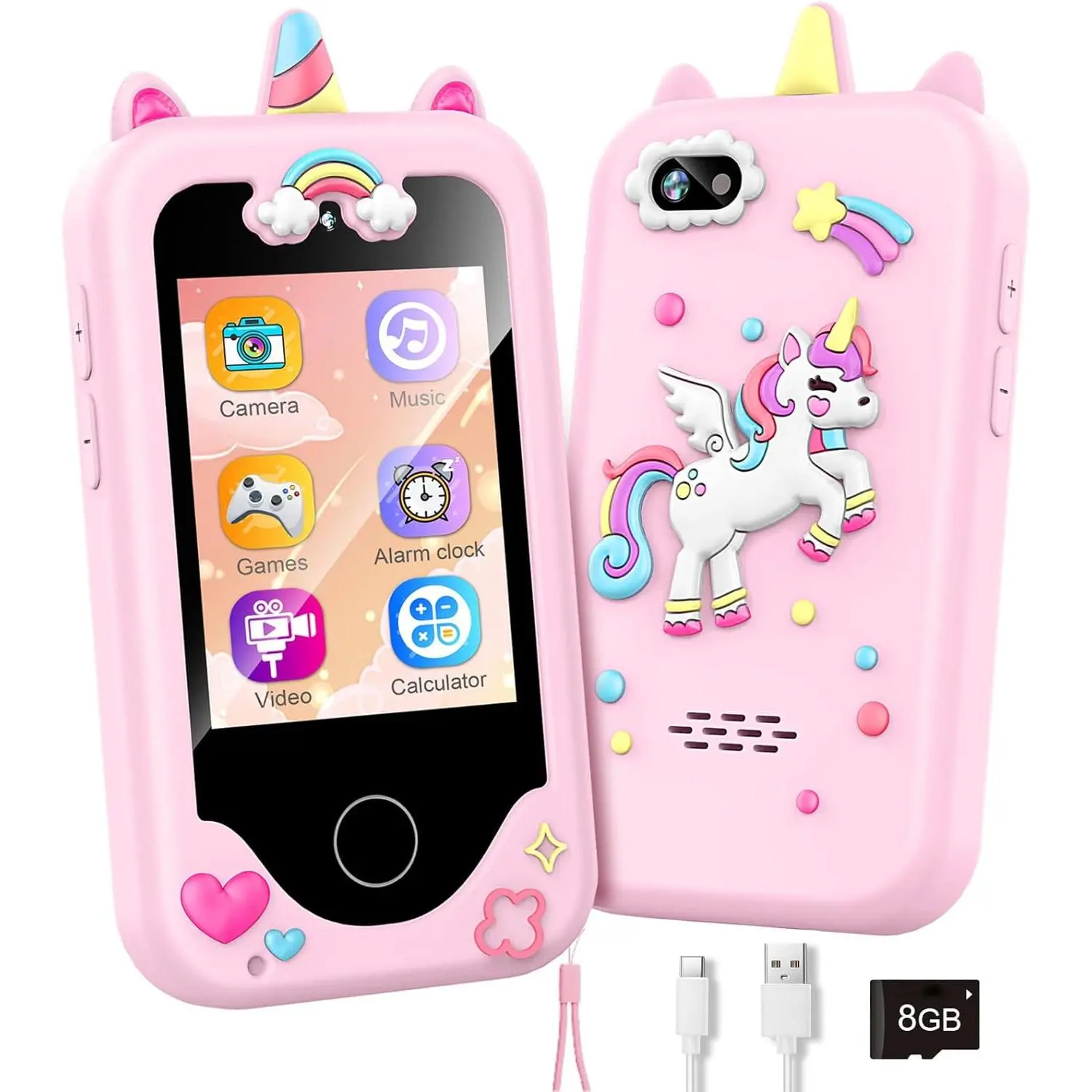Kids Smart Phone with Dual Camera, Game & Music Player, Toddler Learning Play Toy Cell Phone, Gifts  Girls, Christmas, Birthday, Age 3-10, Light Pink