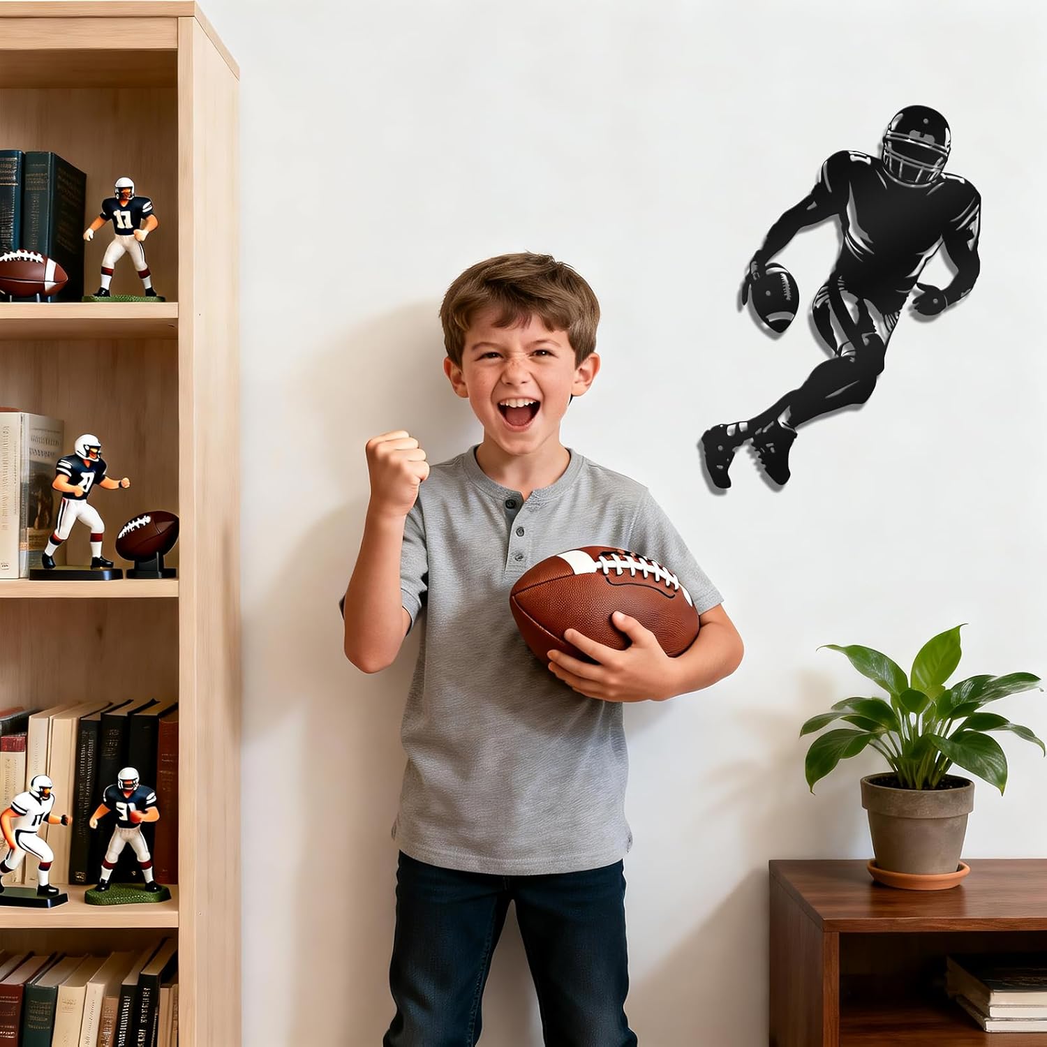 Football Wall Decor, Metal Football Sign for Boys Room, Football Decorations for Locker Football Wall Art