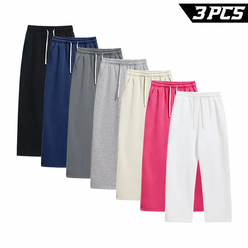 Men's 3 Pack Mixed Color Sweatpants, with Full Length Cut and Easy Pull On Waist, for Relaxed Streetwear, Errands and Trips