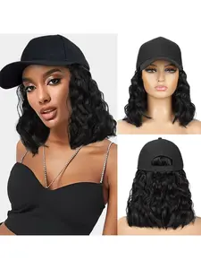Amanbu Hair Women's Wigs Hat, Natural Curly Clip-In Wig Cap, Adjustable Baseball Cap, Wave False Hair, Stylish and Comfortable