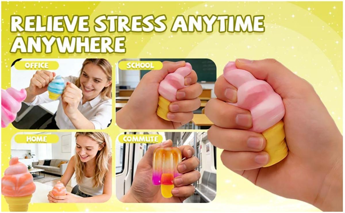 Ice Cream Squishy – Adorable Slow-Rebound Sensory Stress Ball for Anxiety Relief, Birthday Gift & Summer Sensory Toy for Anxiety Relief Everyone,Birthday Gift