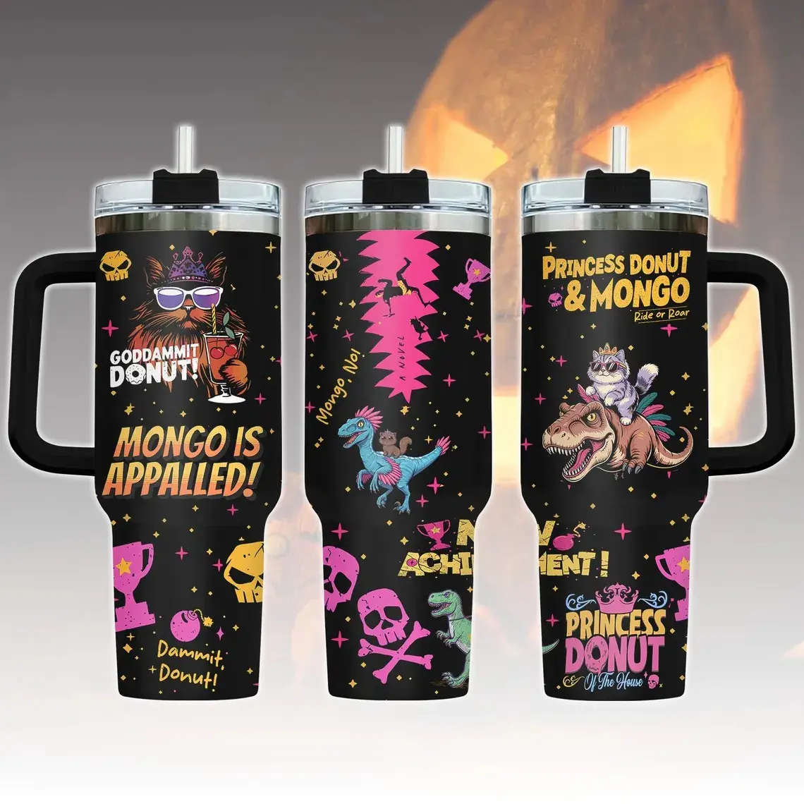 Dungeon Crawler Carl 40oz Printed Tumbler, Bookish Stainless Steel Insulated Drinkware with Handle, Lid, and Straw