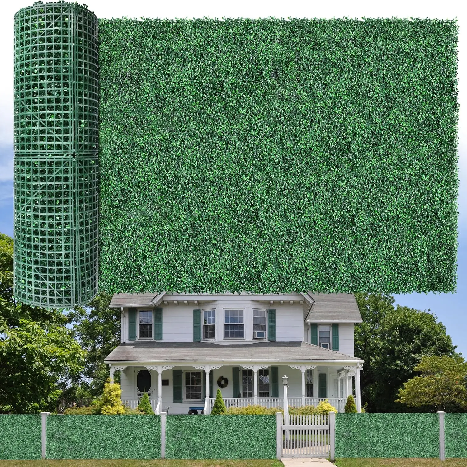 40"x120" Artificial Boxwood Roll Panels, UV-Resistant Artificial  Fence Screen, Ivy Leaves Grass Wall Roll Panels for Garden Balcony Patio Decor (40x120 in)