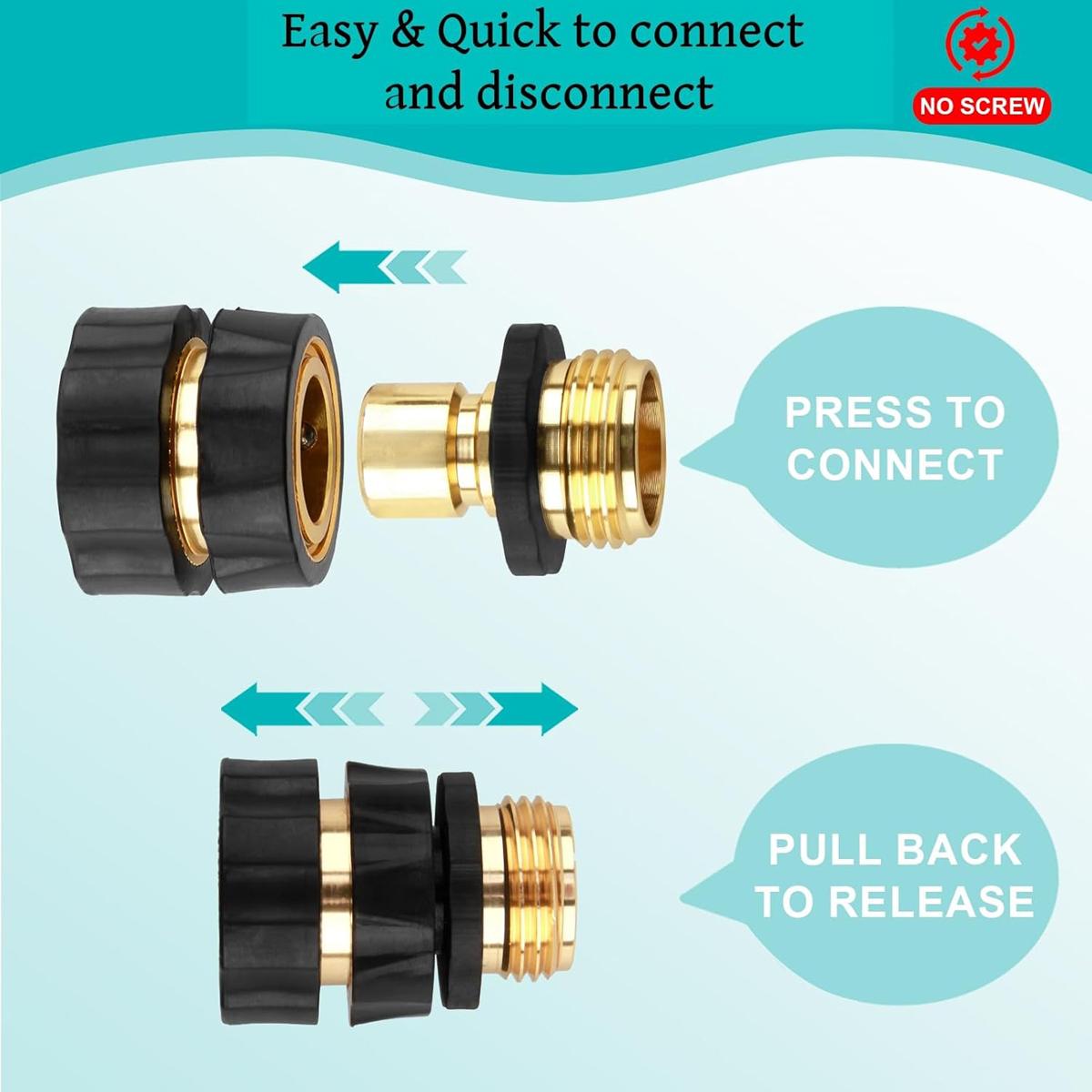 Garden Hose Quick Connector, 3/4 Inch Male and Female Garden Hose Fitting Quick Connector Rubber Washers Leak Proof Durable Aluminum, 6 Set SummerVibes