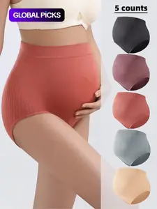 Maternity Solid Color High Waist Panty, Soft Comfy Breathable Seamless Pregnancy Knicker for Daily Wear, Maternity Underwear for All Seasons
