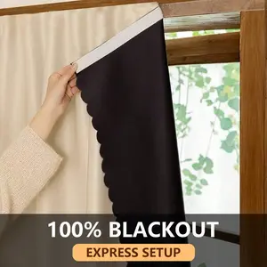 1 Count Self-Adhesive Portable Blackout Curtain, Easy Install Curtain, No-Drill Sunshade for Windows and Doors in Bedroom, Basement and Kitchen, Versatile Use