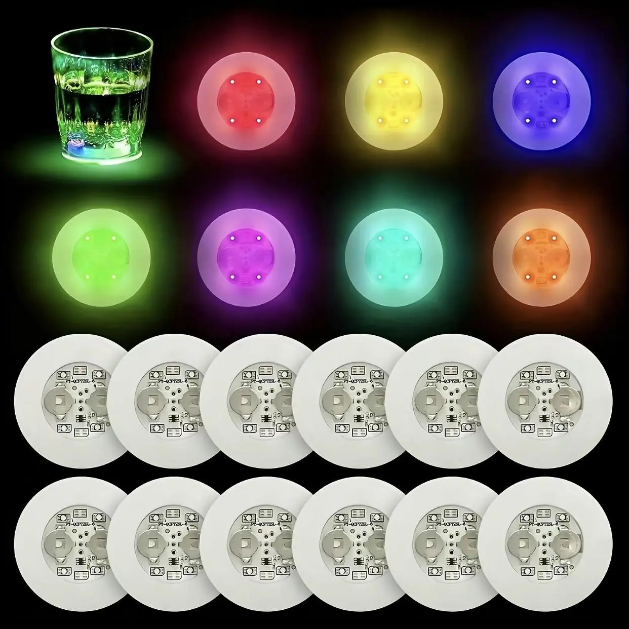 20/40 Pcs Light Up Coasters LED Sticker Coaster Tray Strobe Coasters Glow in the Dark Party Supplies Set for Bachelorette Parties Concerts Birthdays Graduation Nights Weddings and More Funny Gift