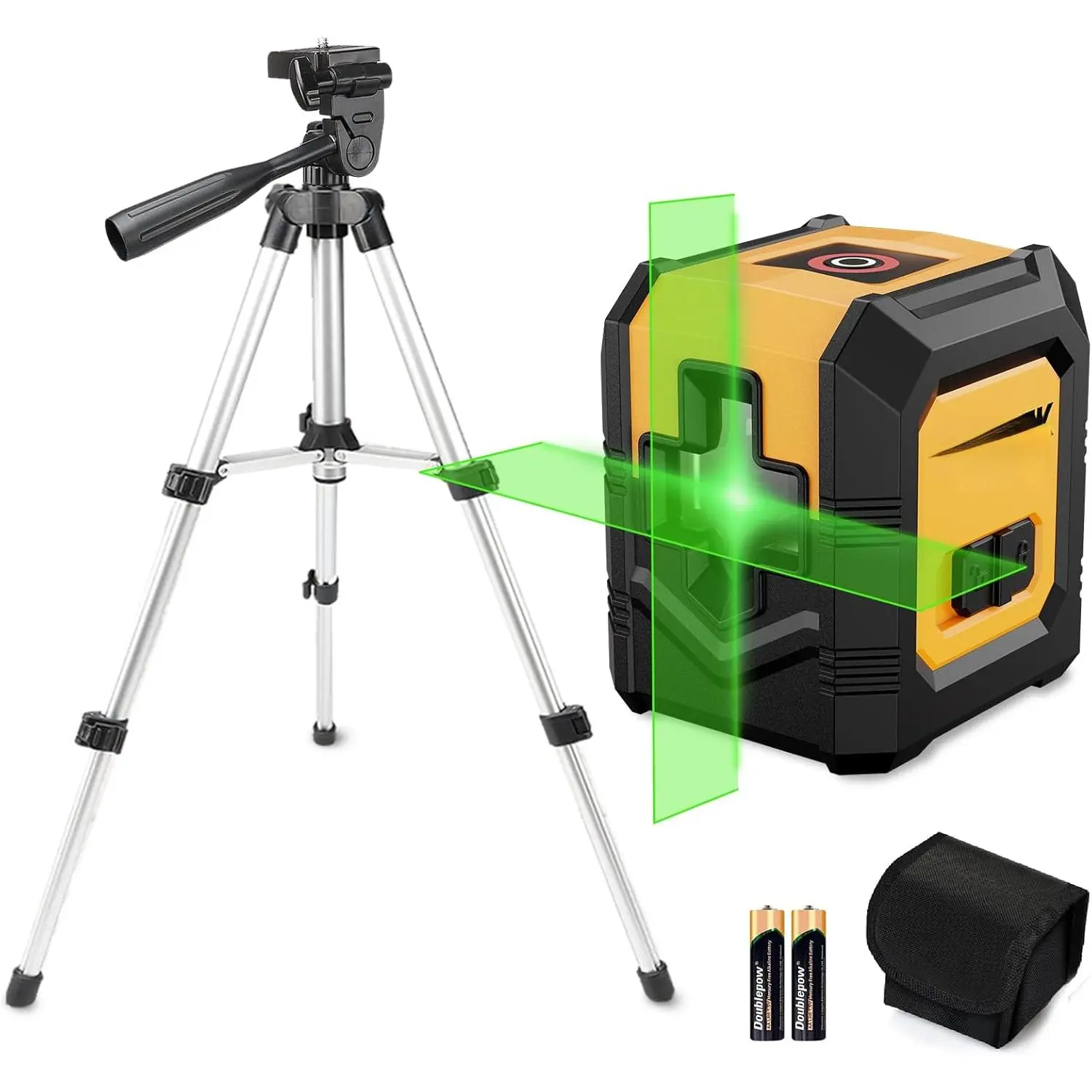 Laser Level with Tripod, Self-Leveling Green Beam Horizontal and Vertical Cross-Line Laser  Home Decoration Carrying Pouch, Battery Included