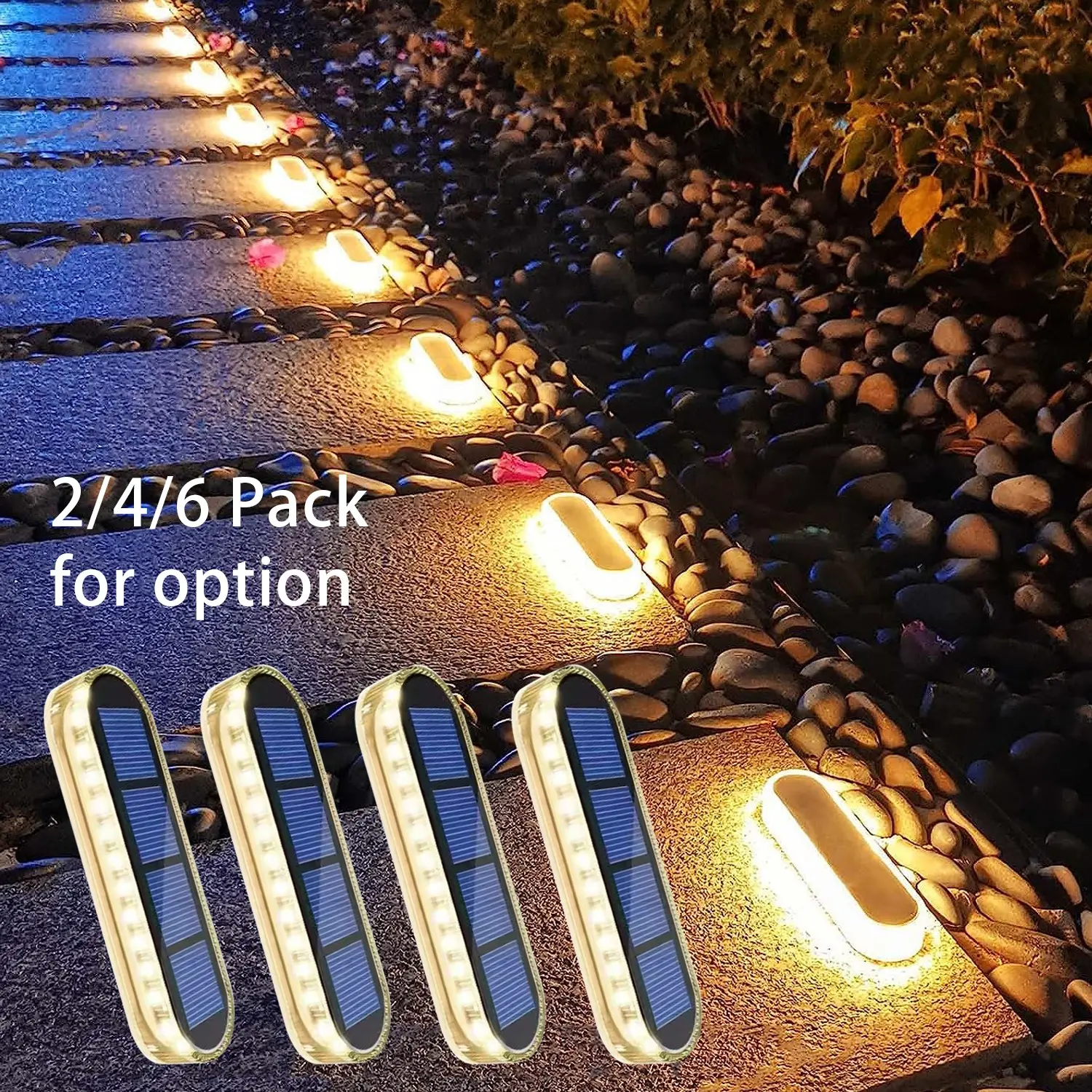 IP68 Waterproof Solar LED Deck Step Lights, High Pressure-Resistant PC Outdoor Stair Lights, Auto Dusk-to-Dawn Sensor, Long Lifespan for Pathway, Pool & Fence
