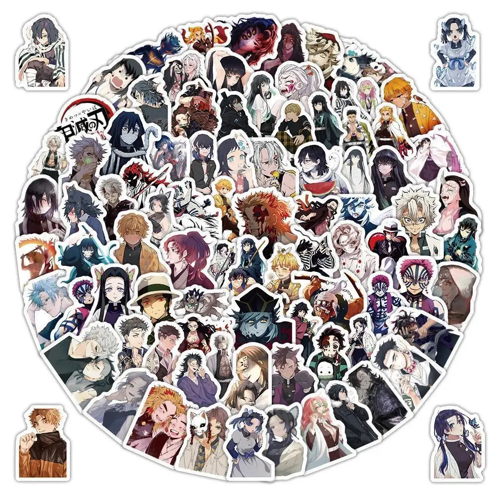2026 New hot item 103pcs Demon Slayer Cartoon Graffiti Stickers Waterproof Decorative Stickers For Laptop Phone Diy Skateboard Stickers Kids Gift